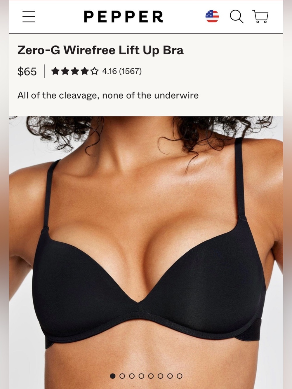 Pepper Zero-G Wirefree Lift Up Bra 32B Black